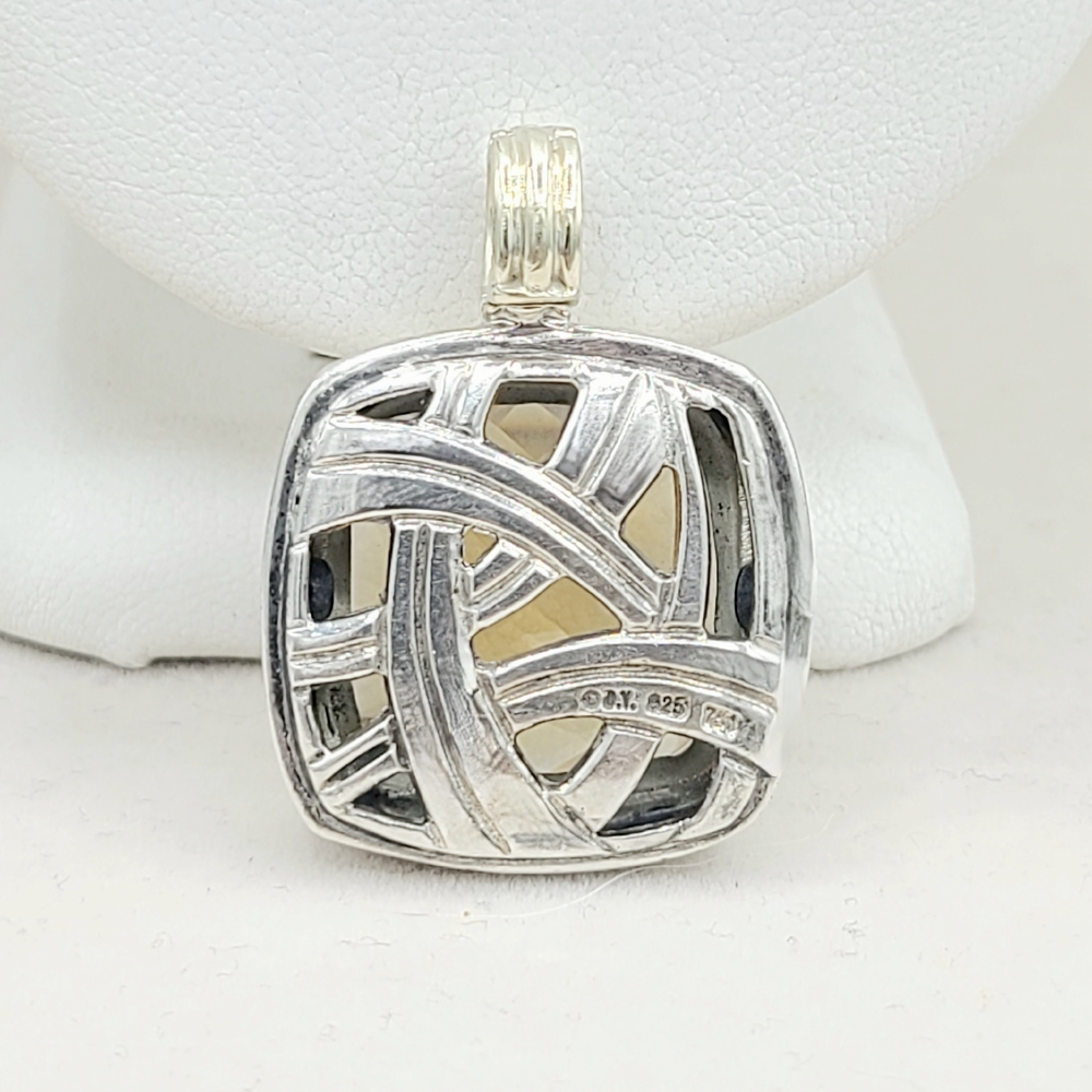 David Yurman Albion 20mm Lemon Citrine Pendant Enhancer With 18k Gold - Picture 3 of 7